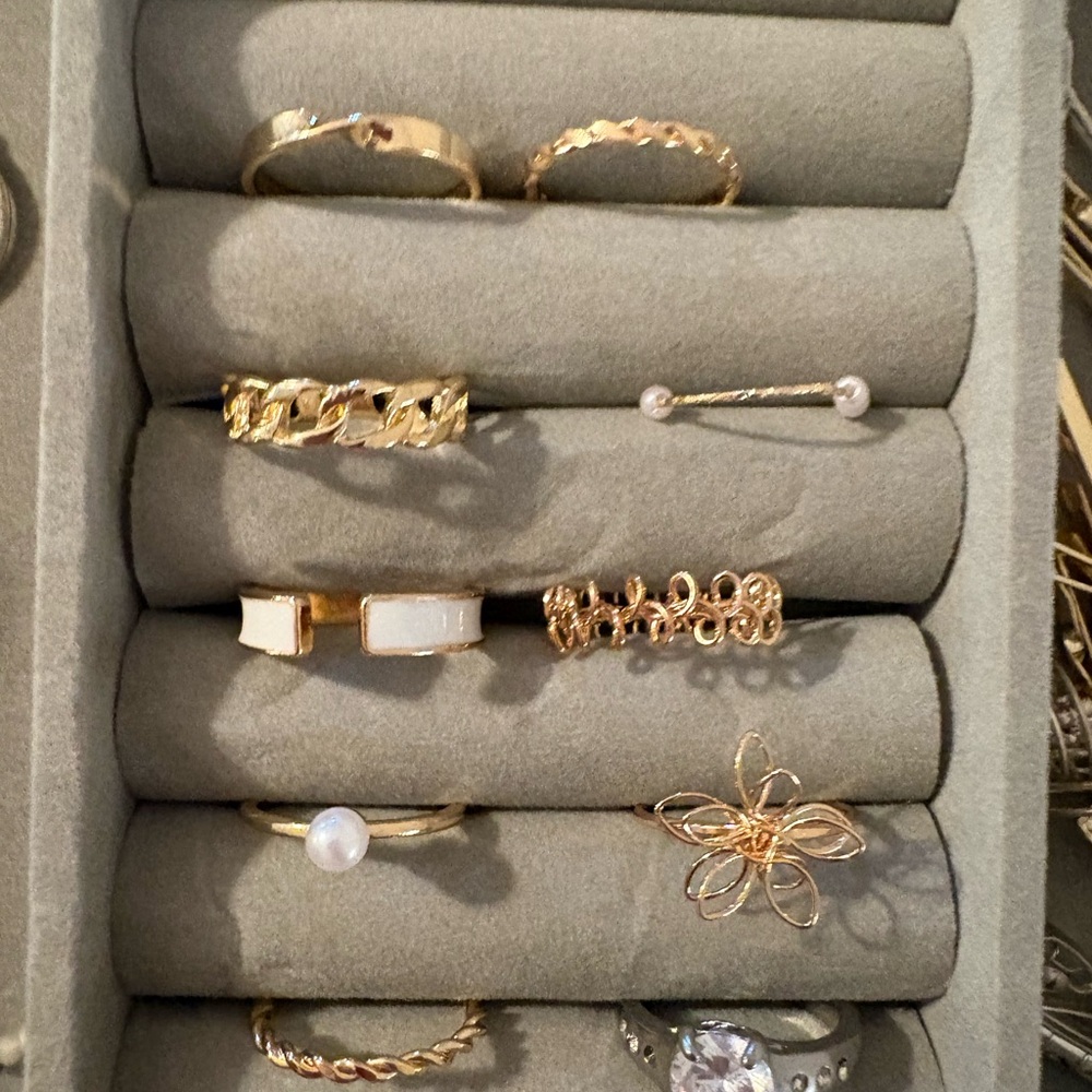 Elegant Gold and Silver Ring Set